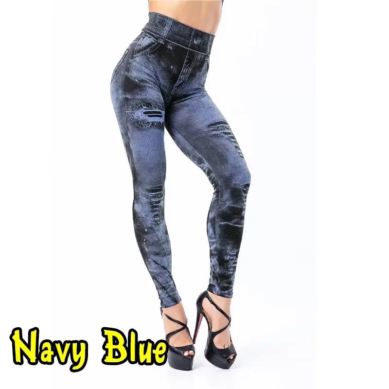 2025 Slim Fit Tie Dye Women New Fashion Classic Stretchy Leggings Sexy High Waist Imitation Jean Skinny Skinny Comfortable Pants