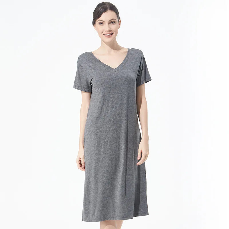 Summer Women Casual Sleepwear Long Modal Nightgown Nightie Loose Home Dress Sexy Lingerie Nightdress Oversize 4XL 5XL 6XL 7XL