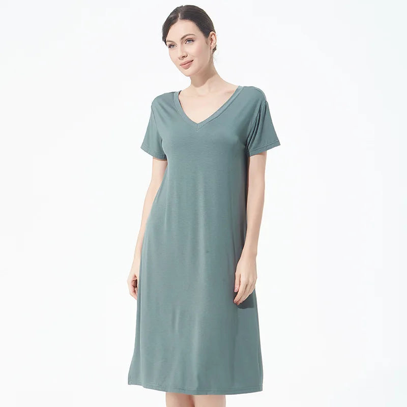 Summer Women Casual Sleepwear Long Modal Nightgown Nightie Loose Home Dress Sexy Lingerie Nightdress Oversize 4XL 5XL 6XL 7XL