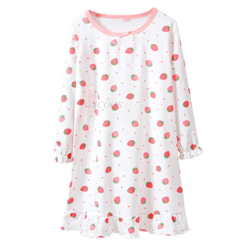 Cotton Toddler Girls Princess Night Dress Long Sleeve Children's Nightgowns Teens Nightdress New Spring Kids Pyjamas Sleepwear