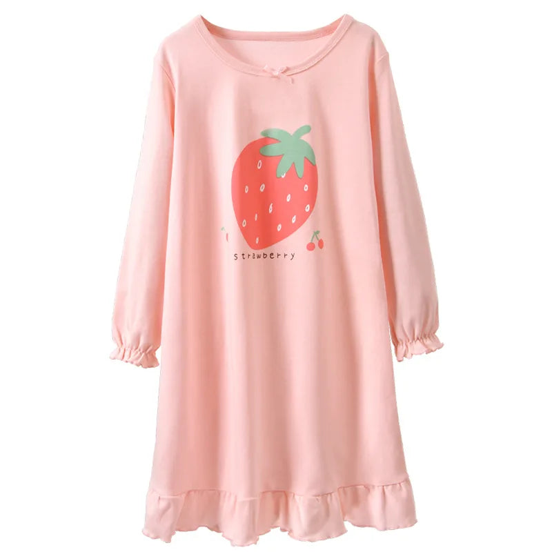 Cotton Toddler Girls Princess Night Dress Long Sleeve Children's Nightgowns Teens Nightdress New Spring Kids Pyjamas Sleepwear