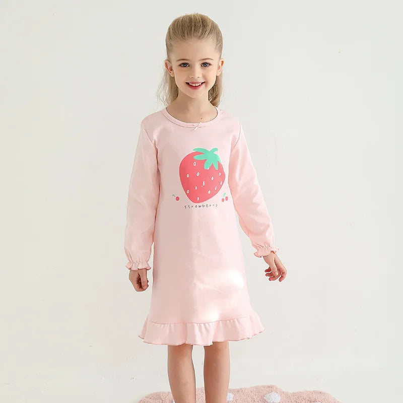 Cotton Toddler Girls Princess Night Dress Long Sleeve Children's Nightgowns Teens Nightdress New Spring Kids Pyjamas Sleepwear