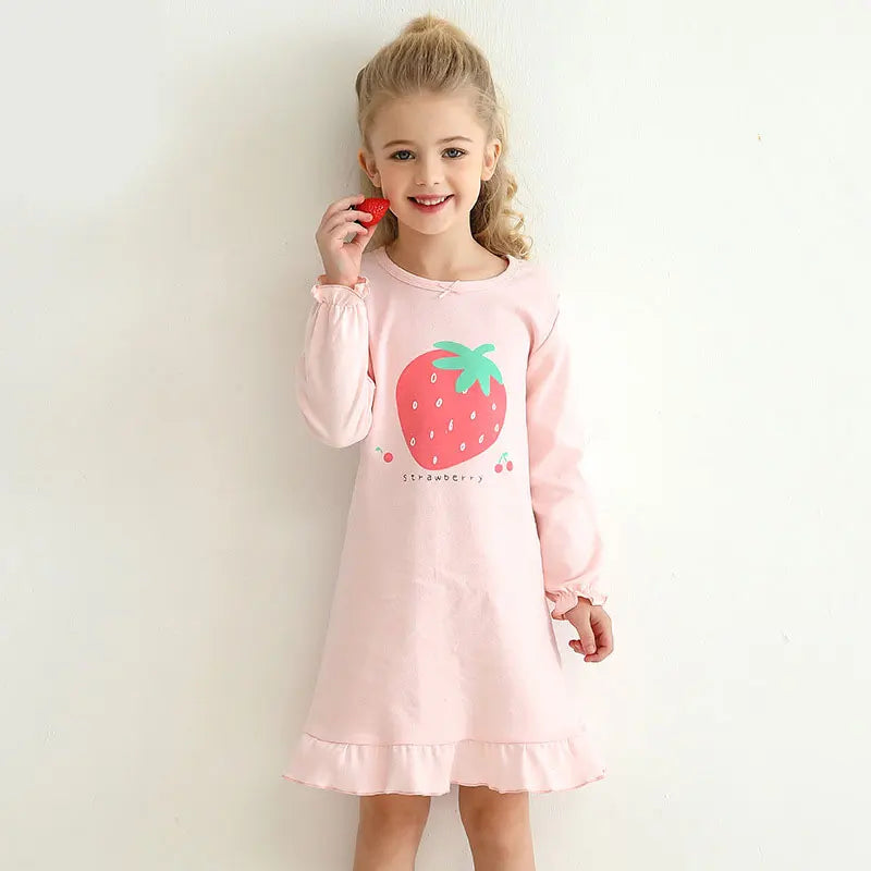 Cotton Toddler Girls Princess Night Dress Long Sleeve Children's Nightgowns Teens Nightdress New Spring Kids Pyjamas Sleepwear