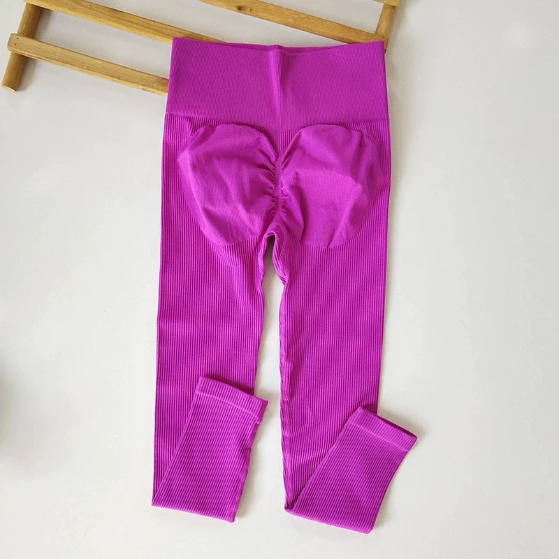 Women's Fall & Winter Ribbed Yoga Leggings, High Waist Thickened, Peach Butt Lifting & 4-Way Stretch Breathable Workout Pants