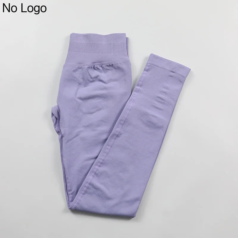 No Logo Sexy V-Back Leggings Seamless Yoga Pants Scrunch Butt Lifting Gym Leggings Low Ribbed Waistband Fitness Sports Tights