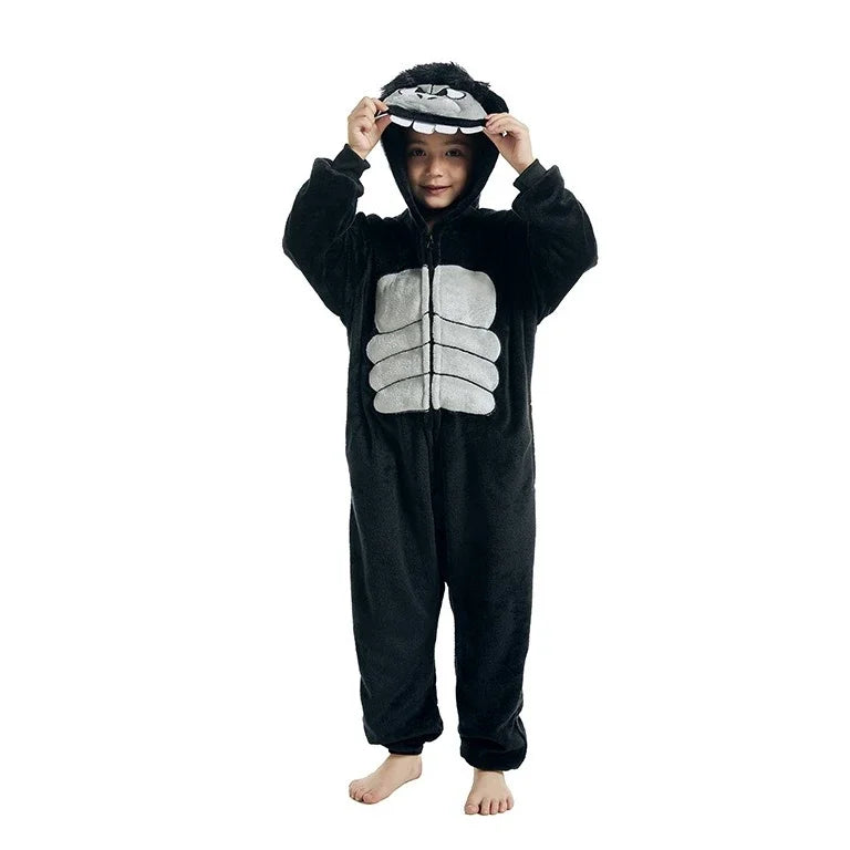 Kids Winter Plush Pajamas Children Dragon Stitch Cow Sleepwear Keep Warm Kigurumi For Boys Girls Flannel Fleece Sleeping Clothes