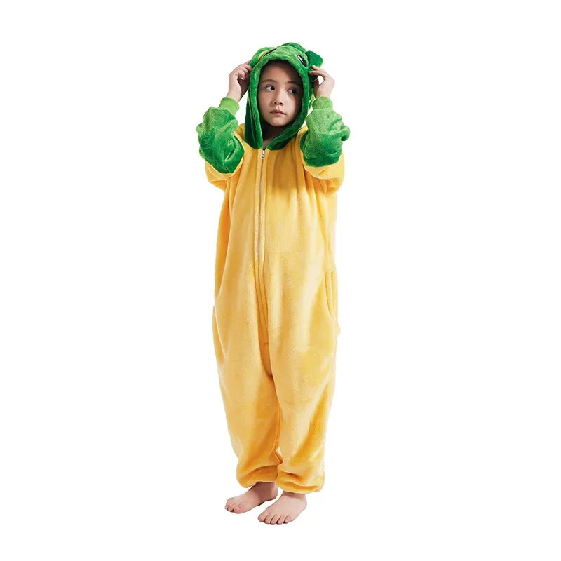 Kids Winter Plush Pajamas Children Dragon Stitch Cow Sleepwear Keep Warm Kigurumi For Boys Girls Flannel Fleece Sleeping Clothes
