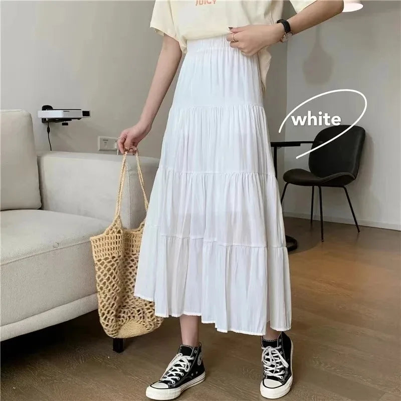 Women's summer fashion temperament tide with high waist skirt loose and thin a line version skirt pleated skirt