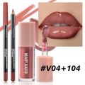 2pcs/Set Velvet Texture Lip Combo,Matte Effect,Long-lasting Waterproof,Brown Colors,Create a Moisturizing and Natural Lip Makeup