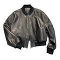 Leather Cropped Bomber Jacket For Women 2025 Winter European Old Money Designer Female Distressed Sheepskin Short Coat Outwear