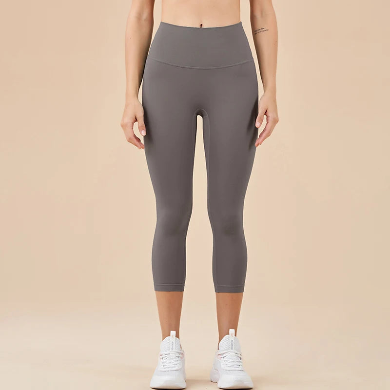 SOISOU Nylon Yoga Capri Pants Leggings Women's Pants Gym Sexy High Waist Tight Breathable Elastic Girl Sports Pants 13 Colors