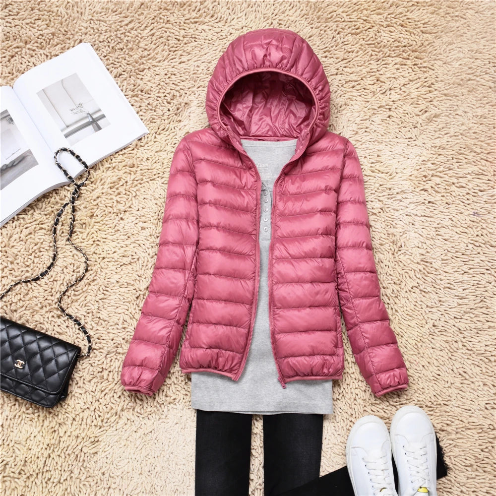 Women Puffer Jacket 15 Colors Plus Size 5XL 6XL 7XL 2025 New Spring Autumn Female Ultra Lightweight Packable Hooded Down Coats