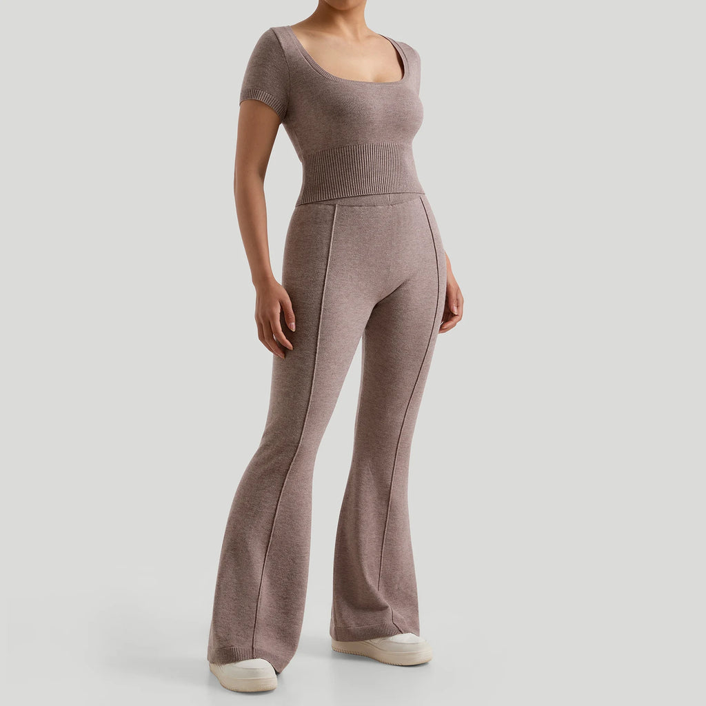 Women Ribbed Casual Long Pants Suits High-Waisted Hip-Lifting Exercise Suit Shockproof Top Fitness Clothes Yoga Suits Female