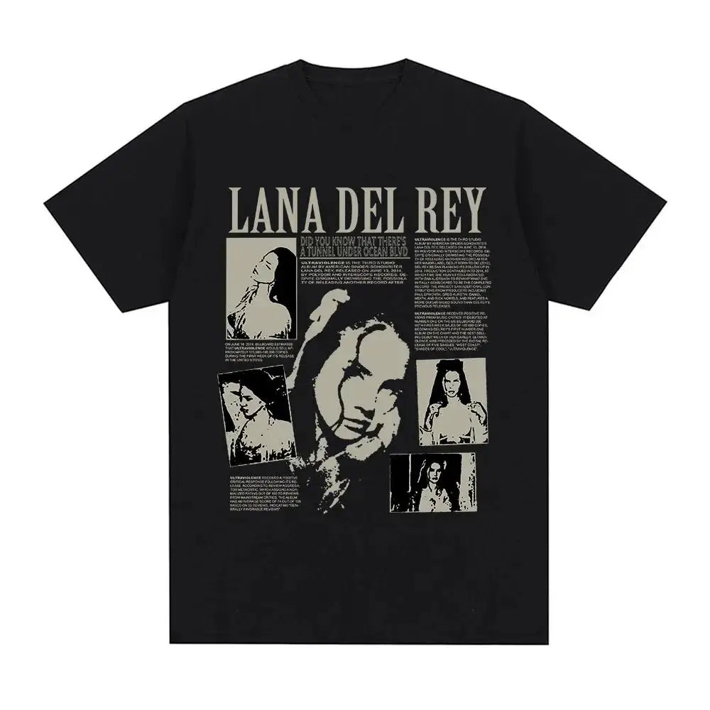 Singer Lana Del Rey Print T Shirt Men Women Fashion Hip Hop Streetwear Harajuku Short Sleeve Plus Size T Shirt Unisex