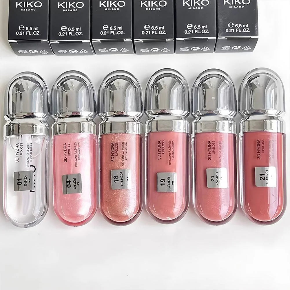 Kiko 3D Hydra LipGloss Non-fading Waterproof Blusher Moisturizing Shimmer Makeup Lip Gloss Lipstick Brun Rose Pearly Mauve Liner