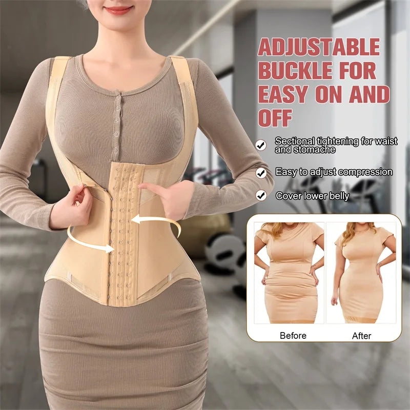 MiiOW U-shaped Waist Trainer Corset Women Shaper Waist Trainer Steel Bone Abdomen Beautiful Back Belt Women's Tank Top Shapewear