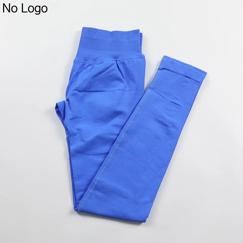 No Logo Sexy V-Back Leggings Seamless Yoga Pants Scrunch Butt Lifting Gym Leggings Low Ribbed Waistband Fitness Sports Tights