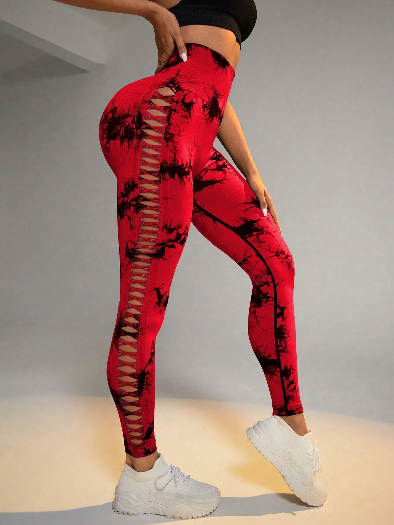 Tie Dye High Waist Leggings Women Scrunch Butt Lifting Yoga Pants Seamless Workout Leggings For Women Side Mesh Gym Leggings