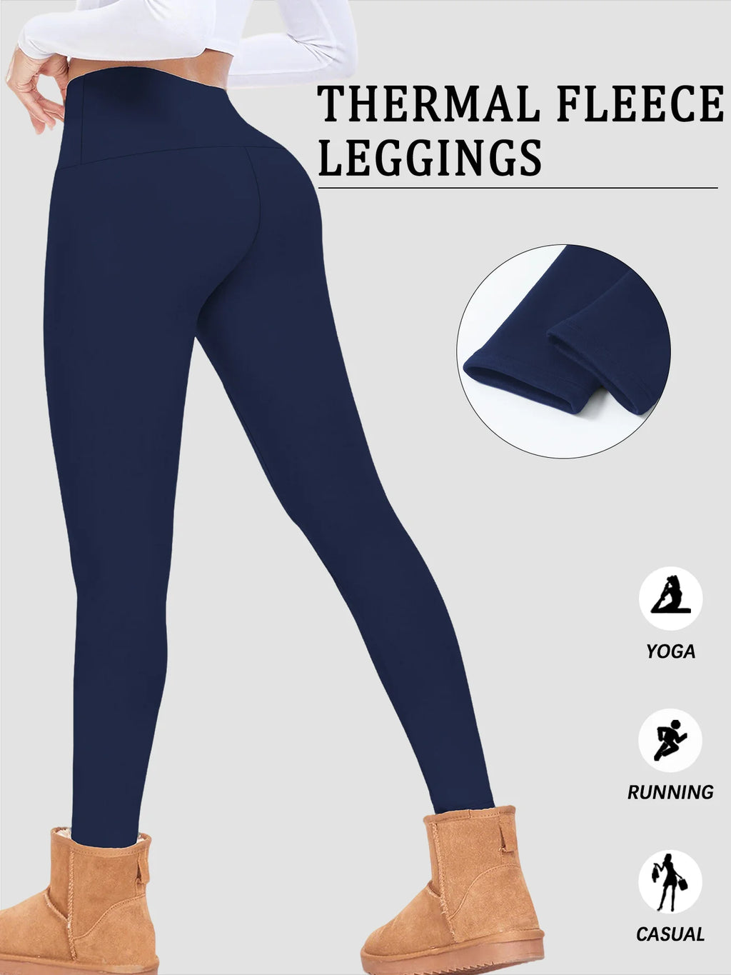 High Waisted Fleece-Lined Leggings for Women Thick Soft Tummy Control Workout Running Yoga Thermal Warm Pants for Cold Winter
