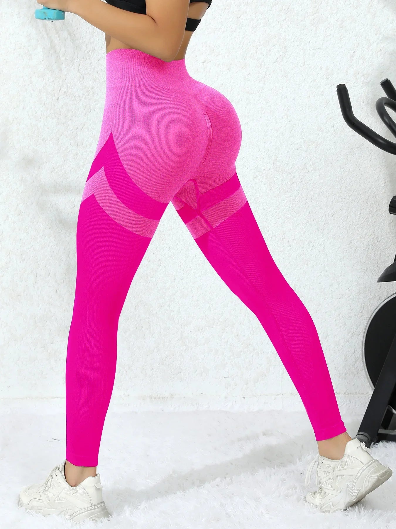 Seamless Color Block High-waisted Yoga Leggings Women's Peach Hip Training Leggings Sport Running Fitness Pants