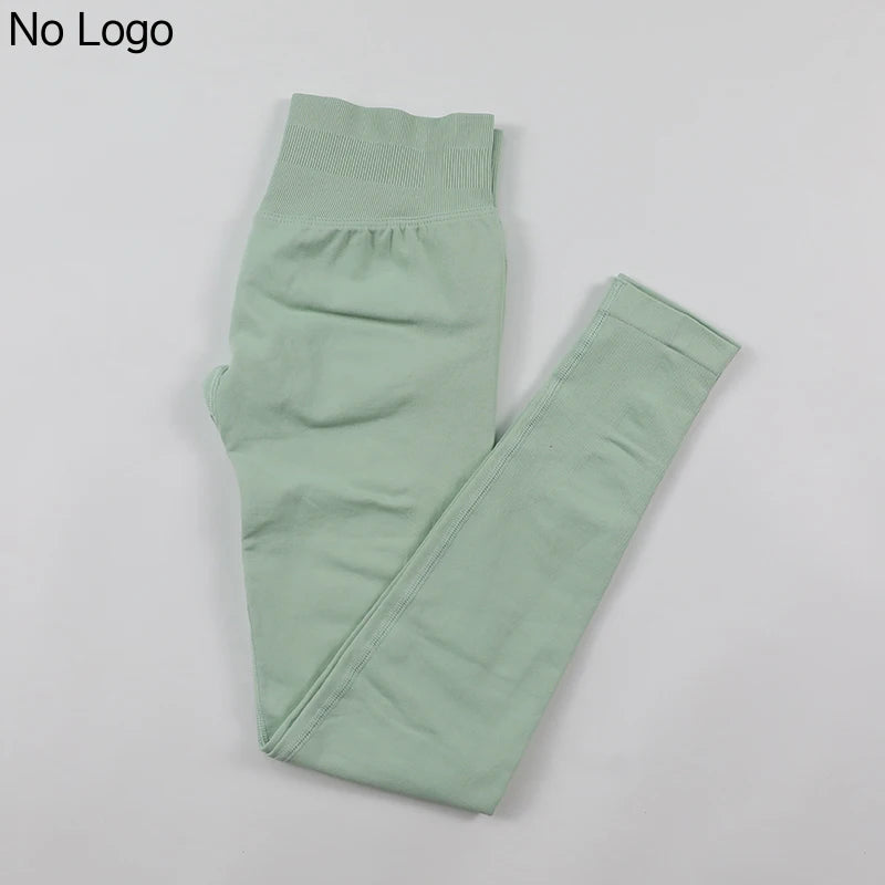 No Logo Sexy V-Back Leggings Seamless Yoga Pants Scrunch Butt Lifting Gym Leggings Low Ribbed Waistband Fitness Sports Tights