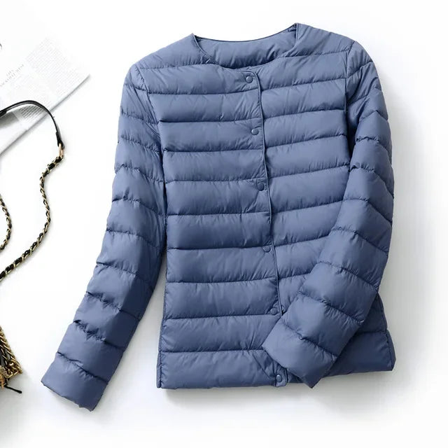 2024 New Spring Winter Women Liner Warm Down Jackets Ultralight Collarless Portable Female Padded Parkas O-Neck Puffer Overcoat