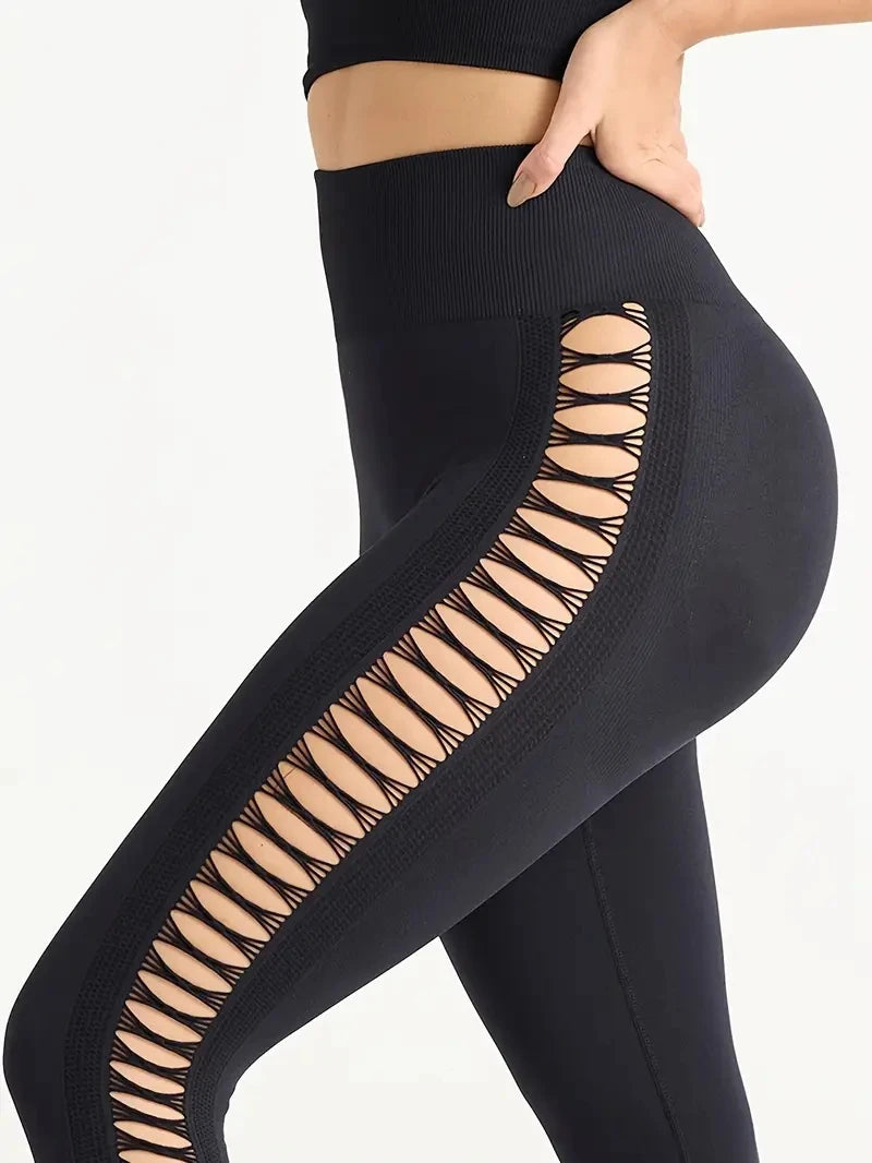Women's High Waist Tie Dye Peach Butt Lifting Pants Sexy Cutout Breathable Stretchy Slim Fit for Workout Training