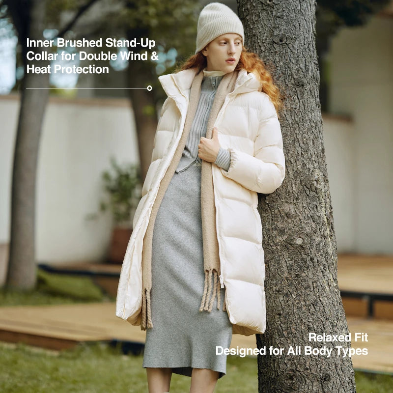 Semir Long Down Jacket Women Waterproof Hooded Coat 2025 Winter New Loose Girls' Jacket Multi-Color Thicken Windbrake Down Coat