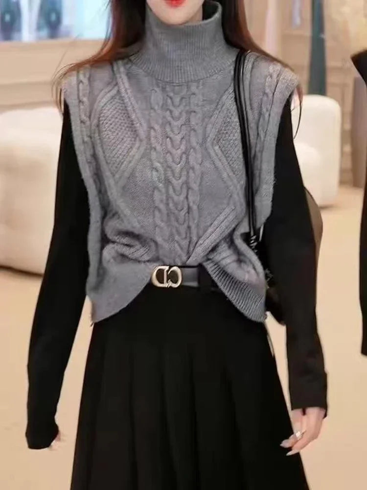 Female Sweater Loose Cardigan Women's Knitted Vest Gray Waistcoat Wear To Work Cheap Clothes Clothing Sales Trend 2025 Crochet