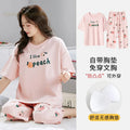 Summer Nightwear Pj Young Womens Pajama Sets Bust-Padded Pyjamas Femme Cartoon Sleepwear Female Loungewear Pijama Mujer Homewear