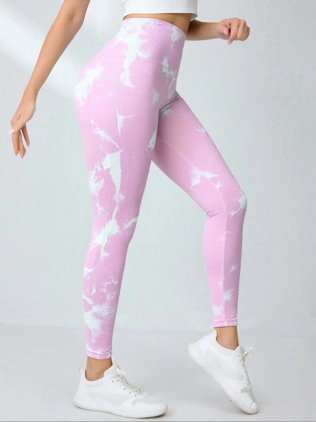 Tie Dye Seamless High Waisted Workout Leggings for Women Scrunch Butt Lifting Yoga Gym Athletic Pants With Pockets