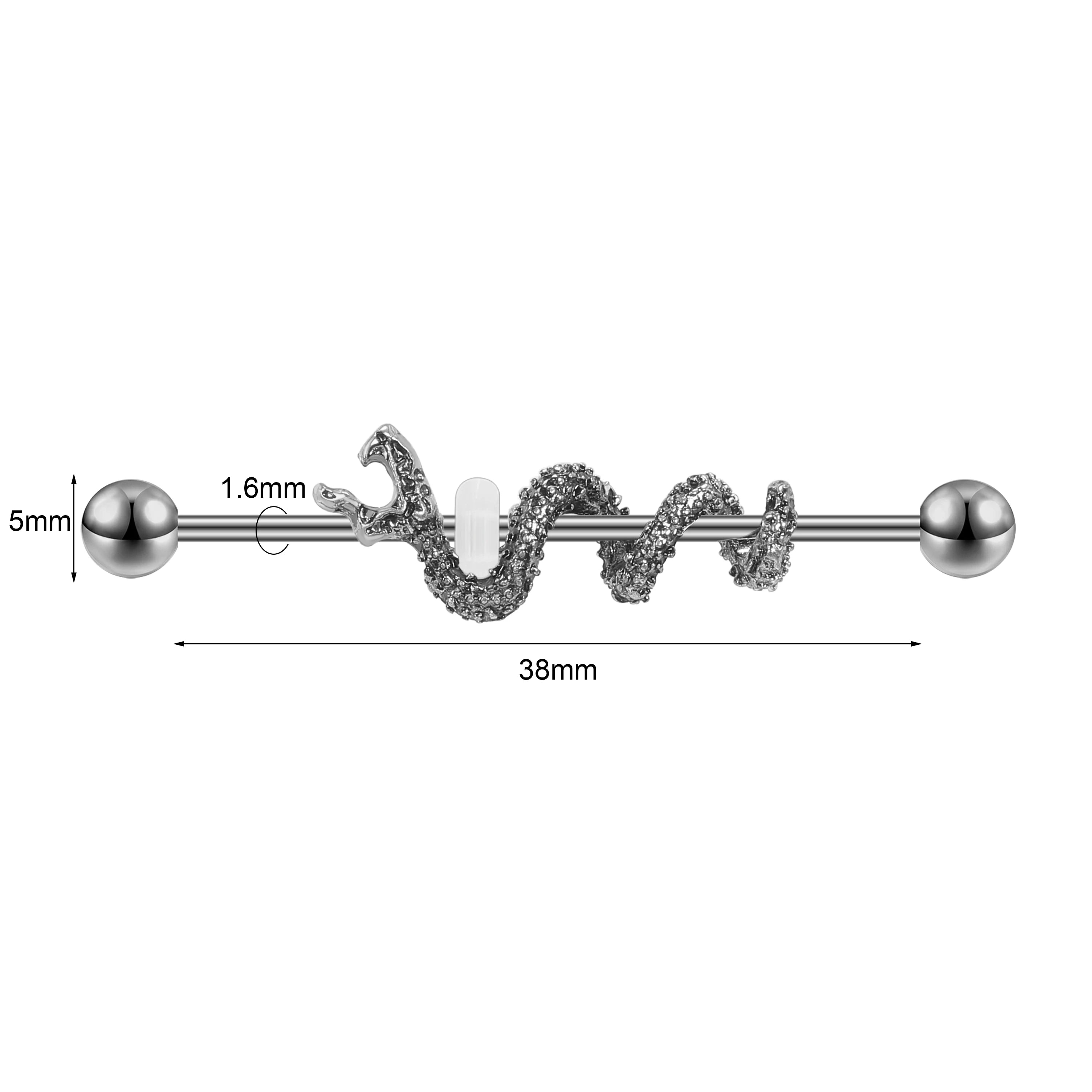 AOEDEJ Industrial Piercing Earring Women Stainless Steel Helix Ear Piercing Dragon Snake Long Earring Jewelry Barbell Earring