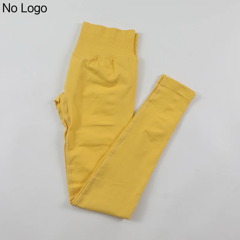 No Logo Sexy V-Back Leggings Seamless Yoga Pants Scrunch Butt Lifting Gym Leggings Low Ribbed Waistband Fitness Sports Tights