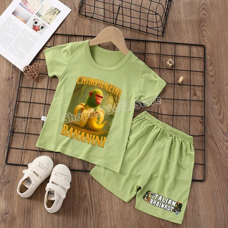 Italian Brainrot Pajama Sleepwear Child Funny Shark Tung Sahur Meme Cartoon Soft Pyjamas Set Nightgown Girl Boy Home Loungewear
