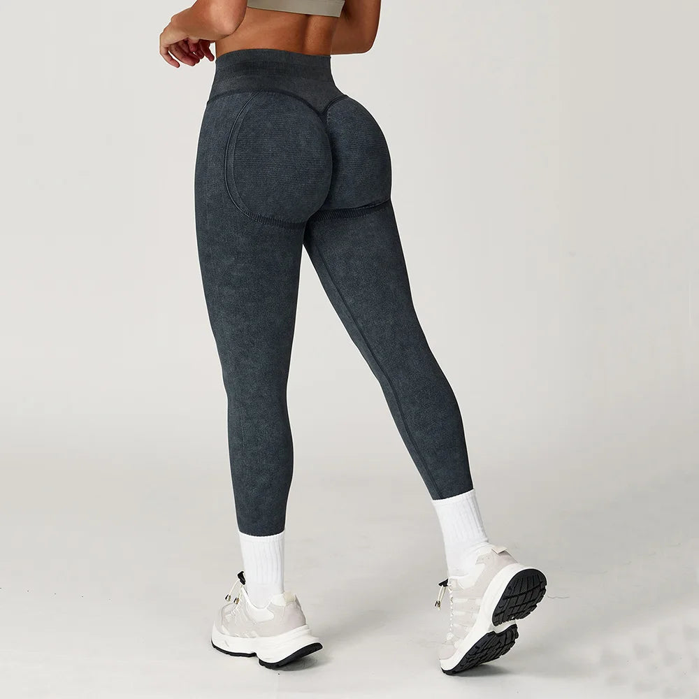 Women Yoga Pants Sports Leggings Seamless Sports Yoga Pant High Waist Ribbed Gym Clothes Fitness Workout Wear Scrunch Bum Tights