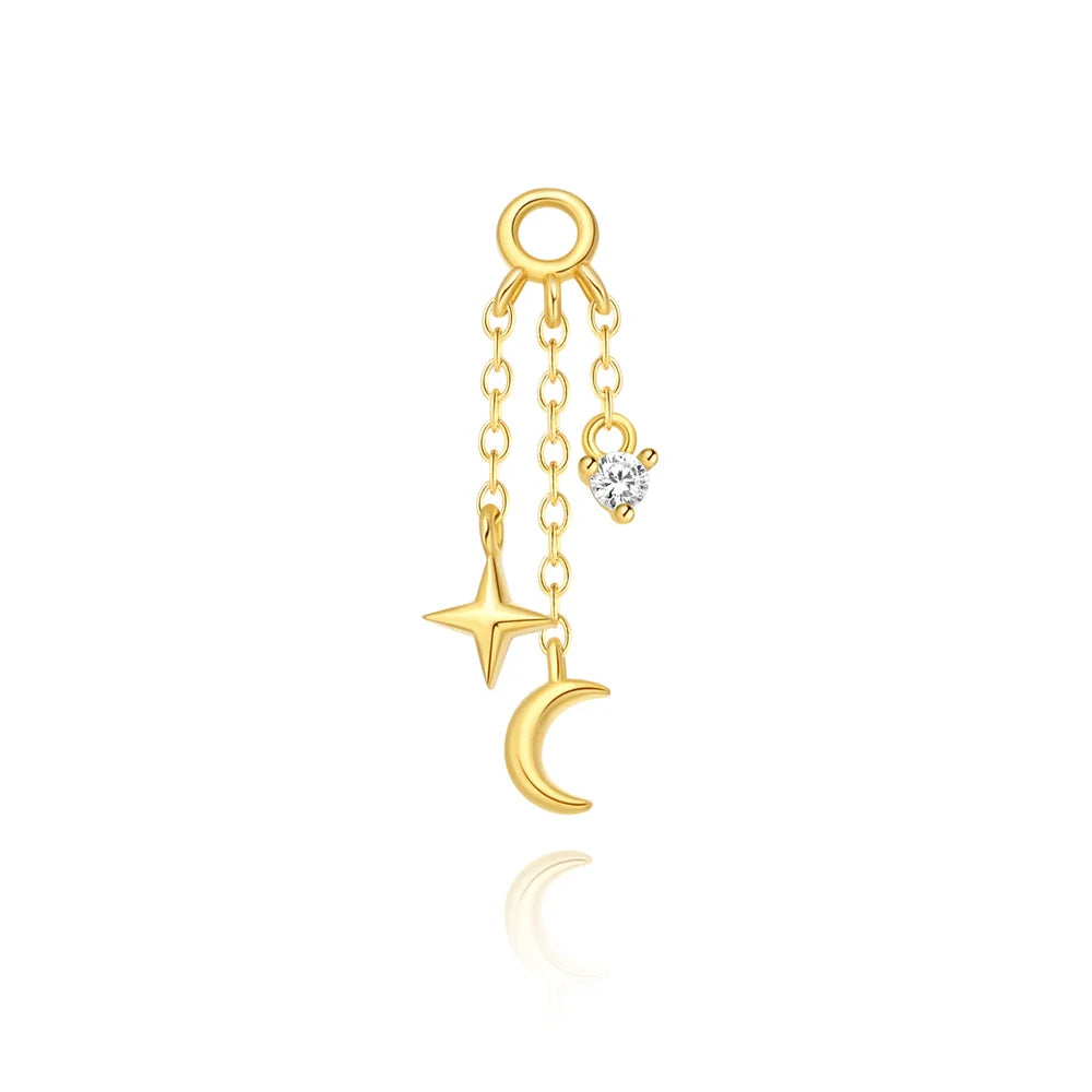 ROXI 925 Sterling Silver DIY 1 Piece Tassel Chain zircon Charms accessory for Women Circle/Piercing Earrings Perforated Jewelry