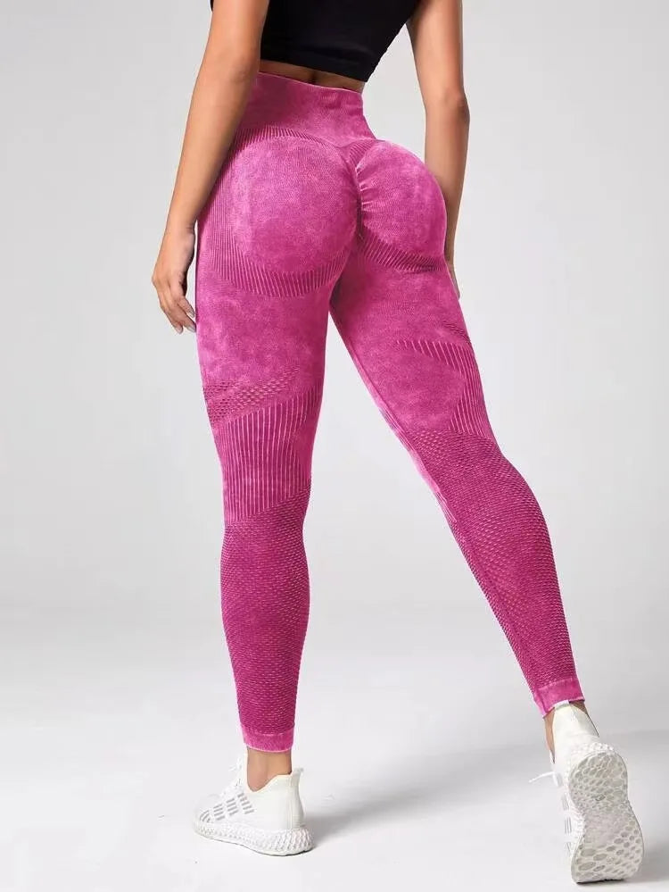 Women Leggings Washing Yoga Pants Push Up Fitness Leggings Hip Lift High Waist Scrunch Tights Seamless Pants