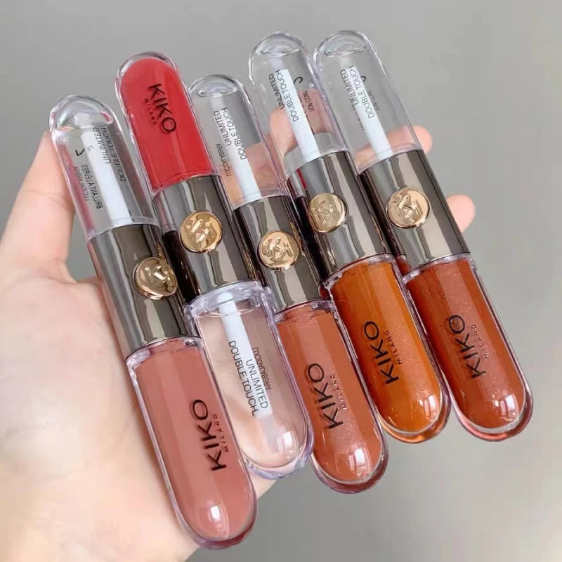 Hot Double Headed Lipstick Transparent Mirror Lip Gloss Non Fading Oil Sexy Rich Lip Gloss Milk Tea Bean Paste Naked Makeup