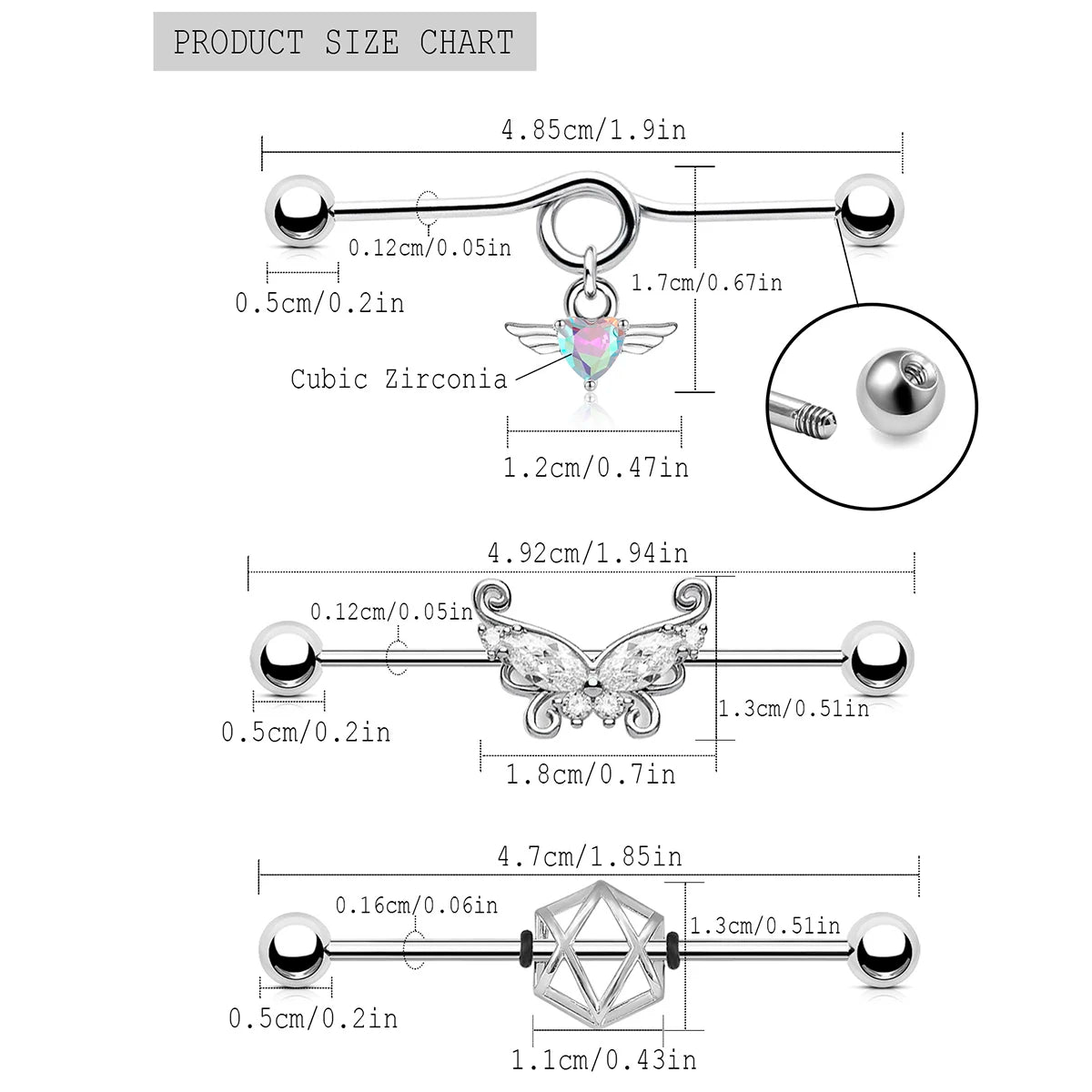 1 Pcs Stainless Steel Bow Butterfly Pendant Female Punk Industrial Barbell Cartilage Earring Tragus Long Spiral Piercing Jewelry