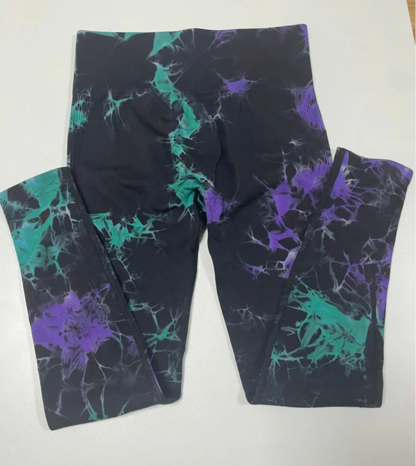 New Style Tie Dye Seamless Yoga Pants Women High Waist and Booty Lifting Sports Leggings Tight Elastic Running Fitness Pants