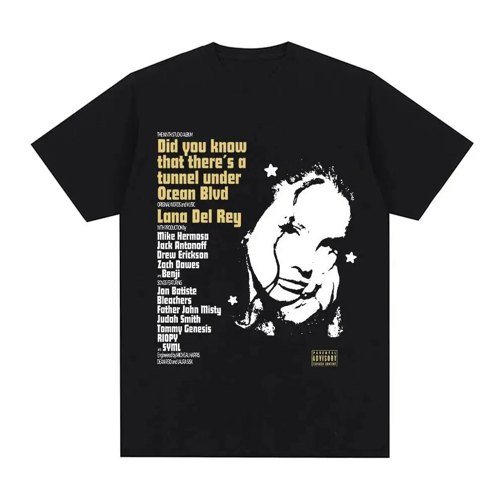 Singer Lana Del Rey Print T Shirt Men Women Fashion Hip Hop Streetwear Harajuku Short Sleeve Plus Size T Shirt Unisex