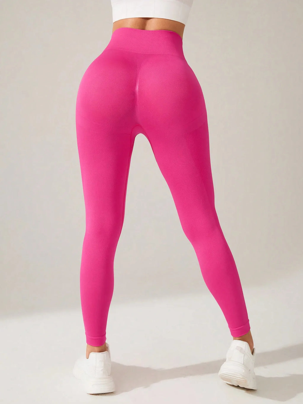 Hot Pink Seamless Yoga Leggings Women High Waist Tummy Control Butt Lifting Workout Pants Gym Fitness Compression Tights