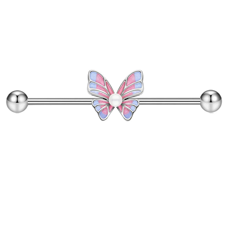 316L Surgical Steel Industrial Barbell Earrings Heart Arrow for Women Men Helix Conch Cartilage Piercing Jewelry 38mm 14g Bar