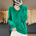 New Women's V-neck First-line Ready-To-Wear Sweater Long Sleeve Jumper Loose Fashion Comfortable Solid Color SweaterZD