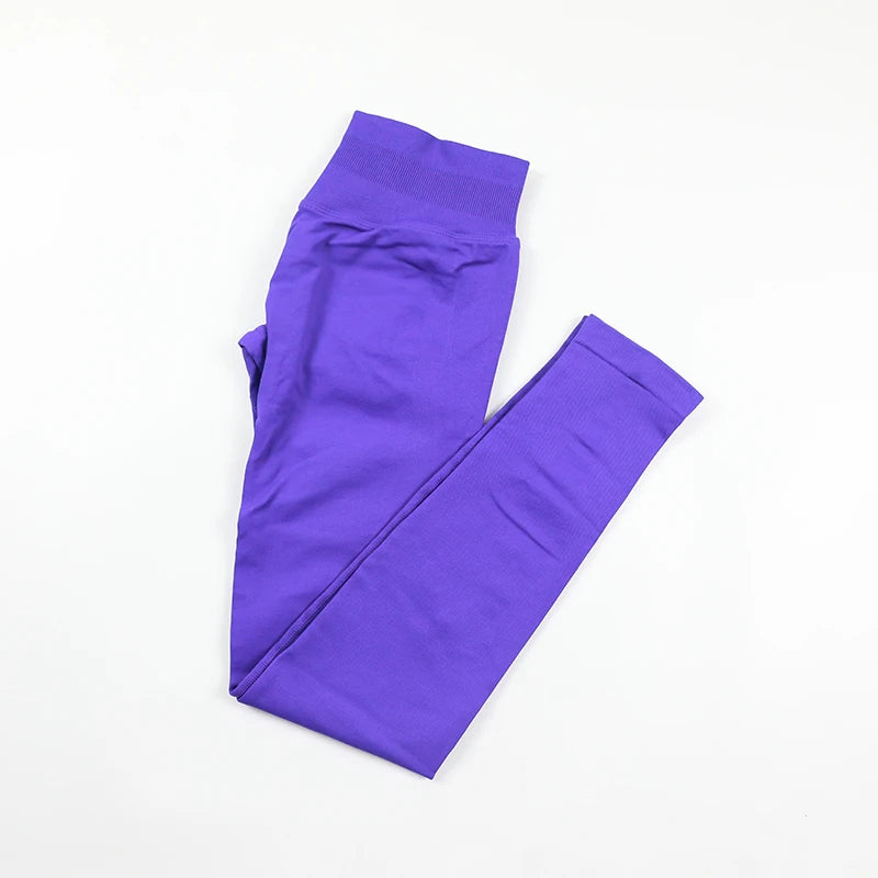 No Logo Sexy V-Back Leggings Seamless Yoga Pants Scrunch Butt Lifting Gym Leggings Low Ribbed Waistband Fitness Sports Tights