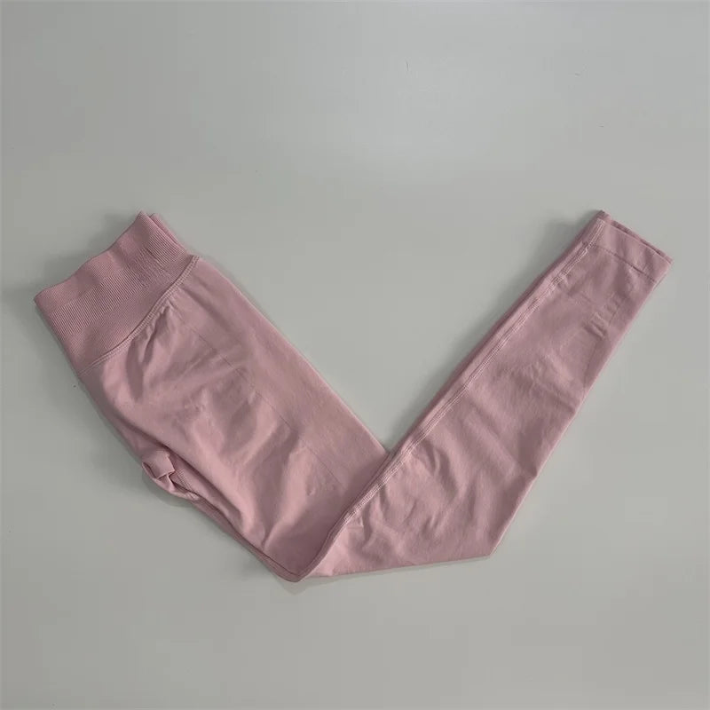 Yoga Leggings Women Low Ribbed Band Scrunch Bum Seamless Yoga Pants Gym Leggings Fitness Sweat Wicking Stretch Workout Tights