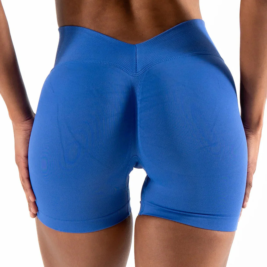 Seamless Workout Shorts for Women, V-Waistband Tight Fit Shorts, 3-Inch Yoga Running Shorts