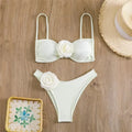 Sexy Flower Bandeau Swimwear Thong Bikini Women Lace-up Swimsuits Swimming Bathing Suit Brazilian Bikinis Set Mujer Biquini
