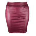 Women's High-Waist Slim Fit Mini Skirt Vintage Bodycon Hip Pencil Skirt Sexy Imitation PU Clubwear Ladies Office Clothing