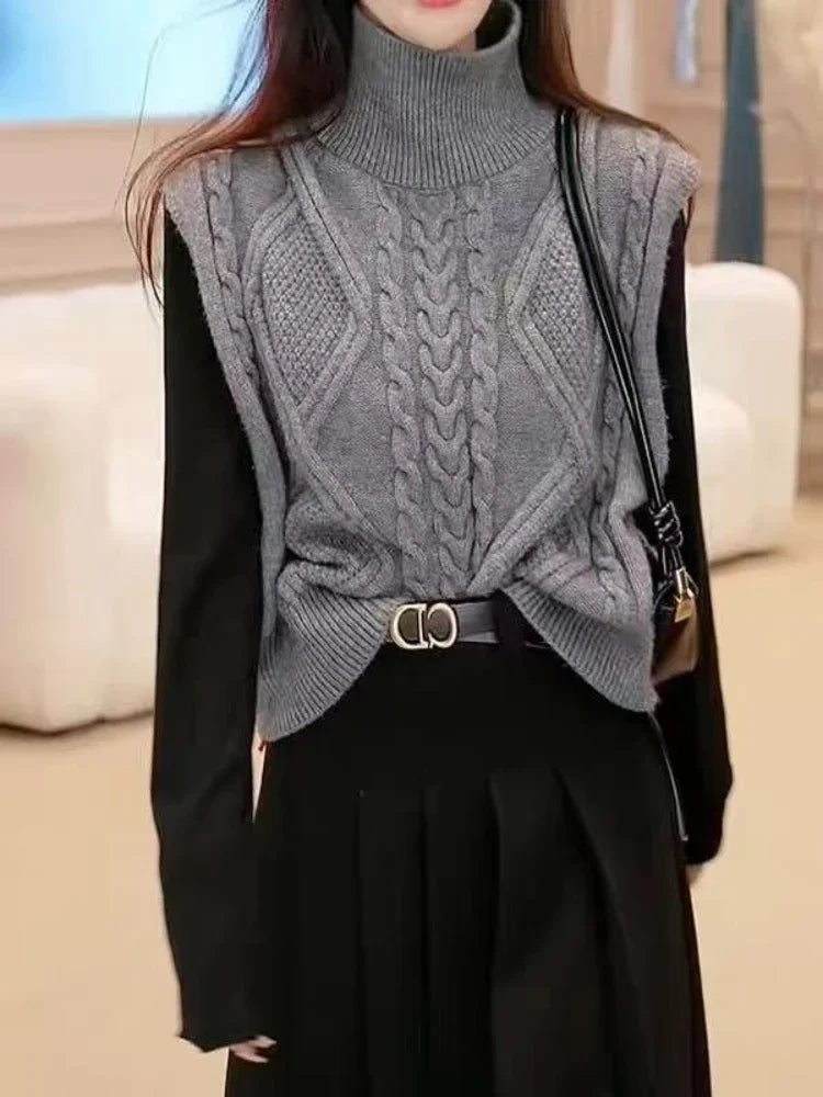 Female Sweater Loose Cardigan Women's Knitted Vest Gray Waistcoat Wear To Work Cheap Clothes Clothing Sales Trend 2025 Crochet